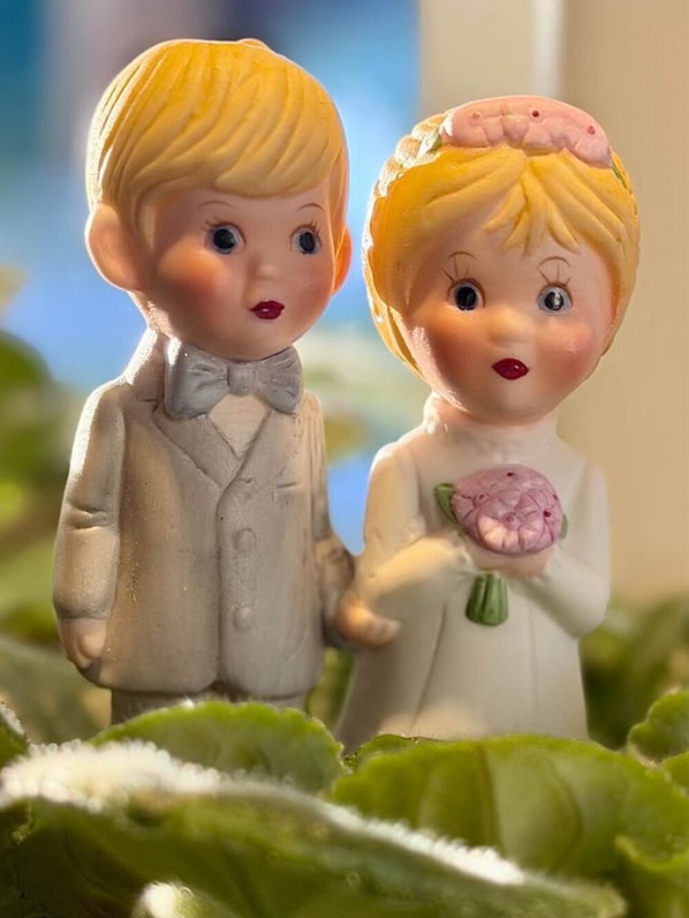 Vintage Bride Groom Wedding Cake Topper Figurine Bridal Decor Collectible